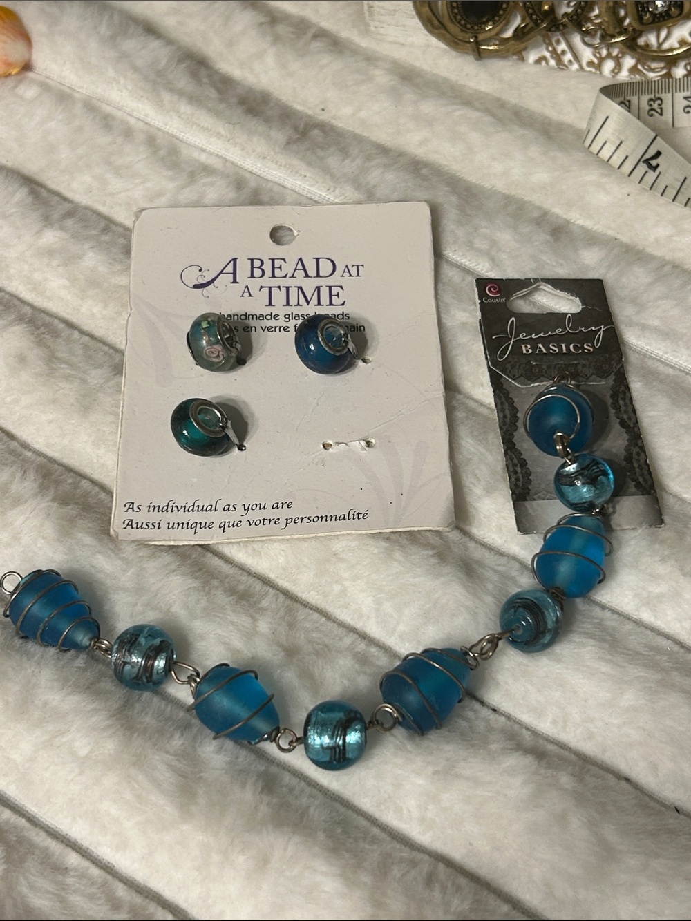 3 pc glass beads & 9 pc wrapped glass beads